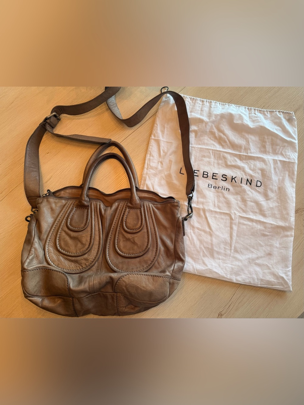 Liebeskind Berlin Taupe Leather Crossbody Bag